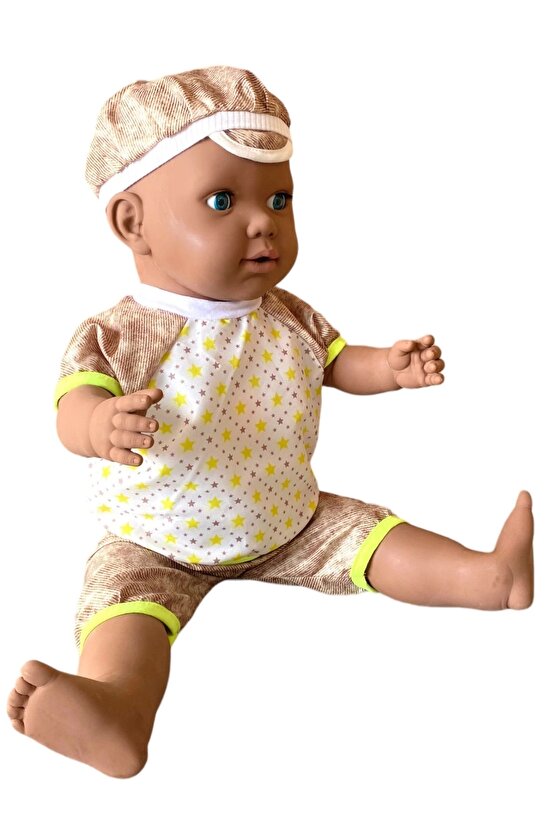 Oynar Gözlü Türkçe Konuşan Siyahi Berke Kel Et Bebek 60 Cm. - Konuşabilen Bebek - Kel Büyük Bebek