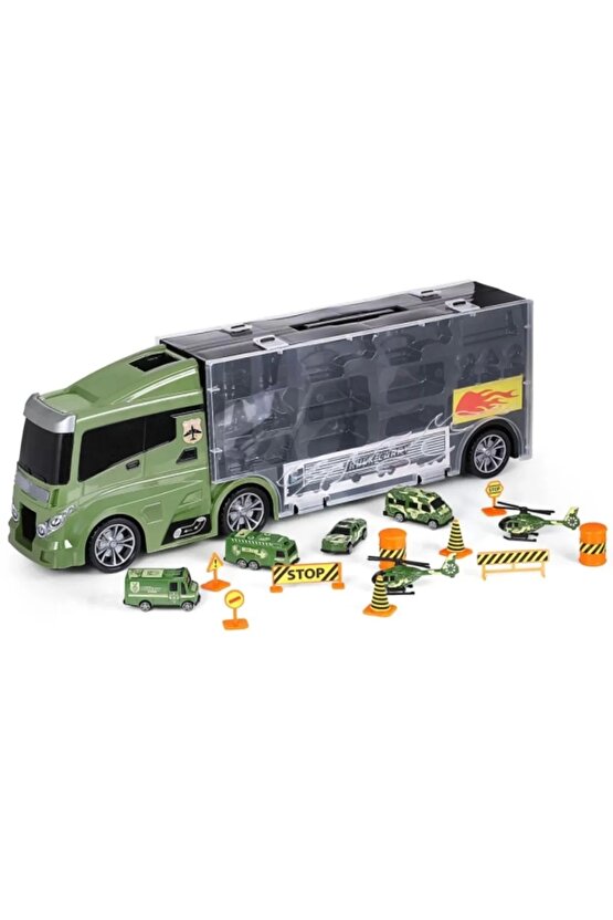 Rampalı Askeri Tır Seti - Askeri Taşıyıcı Tır - Kaydıraklı Kamyon - Araç Yol Seti - Tır Yol Seti - O