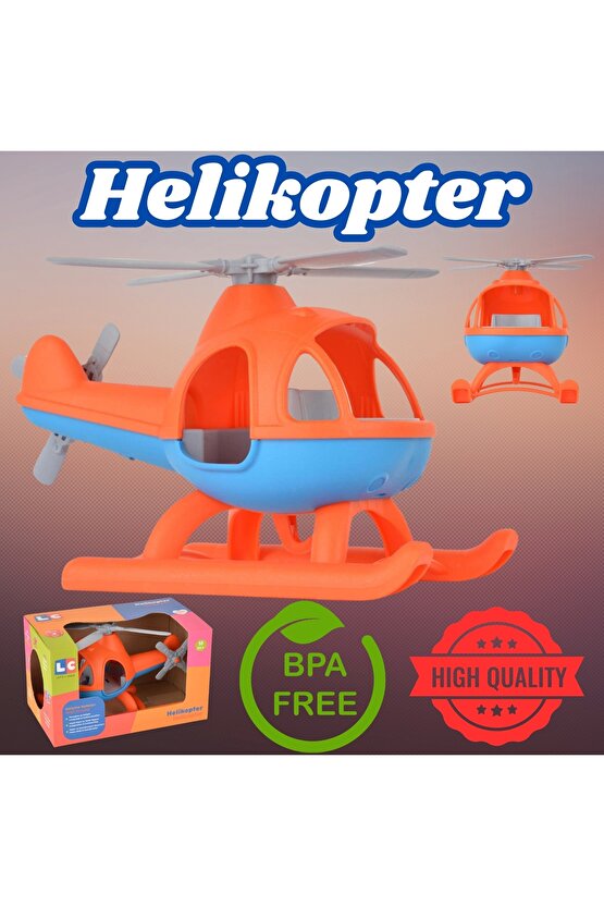 Lüx Turuncu Büyük Helikopter - Plastik Helikopter - Kırılmaz Oyuncak - Kırılmaz Helikopter - Helikop