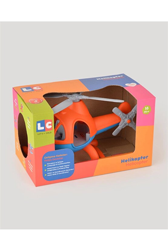 Lüx Turuncu Büyük Helikopter - Plastik Helikopter - Kırılmaz Oyuncak - Kırılmaz Helikopter - Helikop