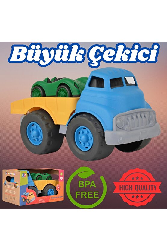 Lüx Mavi Büyük Çekici Kamyon - Plastik Çekici - Kırılmaz Oyuncak - Kırılmaz Çekici - Çekici Oyuncakl