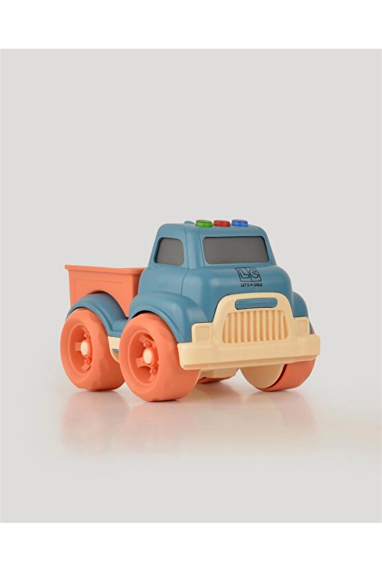 Lüx Turkuaz Sesli ve Işıklı Minik Pikap - Plastik Kamyon - Kırılmaz Oyuncak - Kırılmaz Pikap - Işıkl