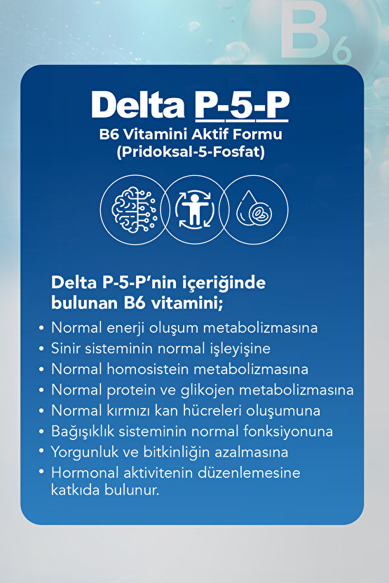 Delta P5p I Sıvı B6 Vitamini Aktif Formu (piridoksal-5-fosfat) 10 Mg1 Ml – 100 Ml – Ölçekli Pipet