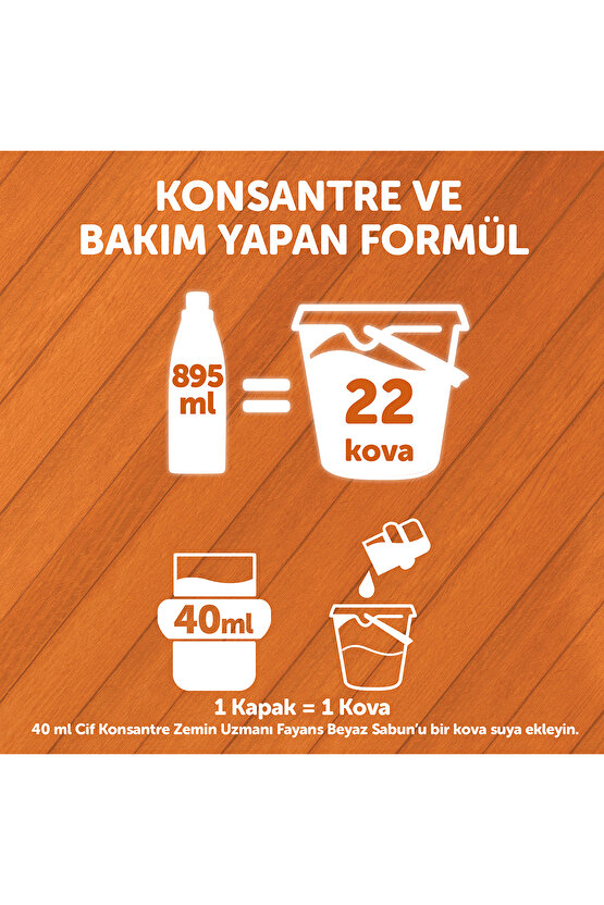 Konsantre Zemin Uzmanı Ahşap Portakal Çiçeği %100 Temizlik Ve Parlaklık 895 ml 2adet