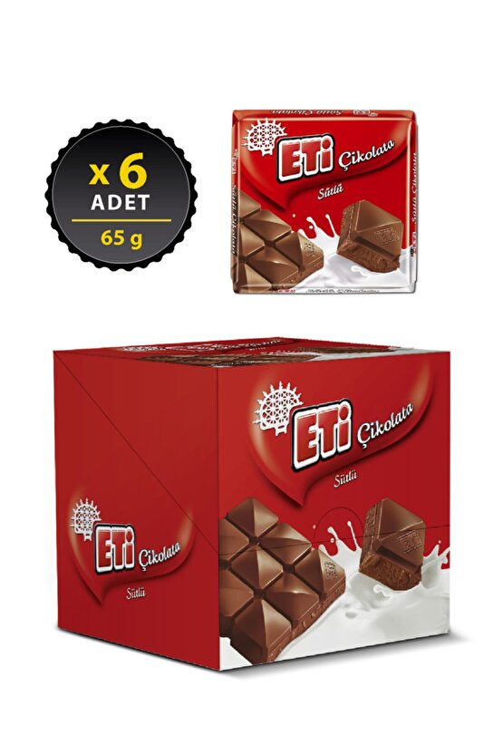 Çikolata Sütlü Kare 65 g x 6 Adet