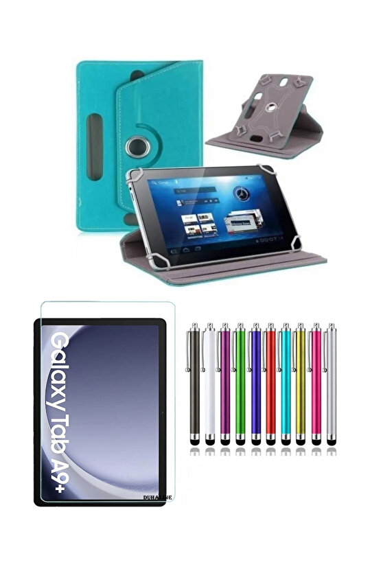 Samsung Galaxy Tab A9 Plus 11 İStandlı Tablet Kılıfı + Kırılmaz Ekran Koruyucu+ Dokunmatik Kalem