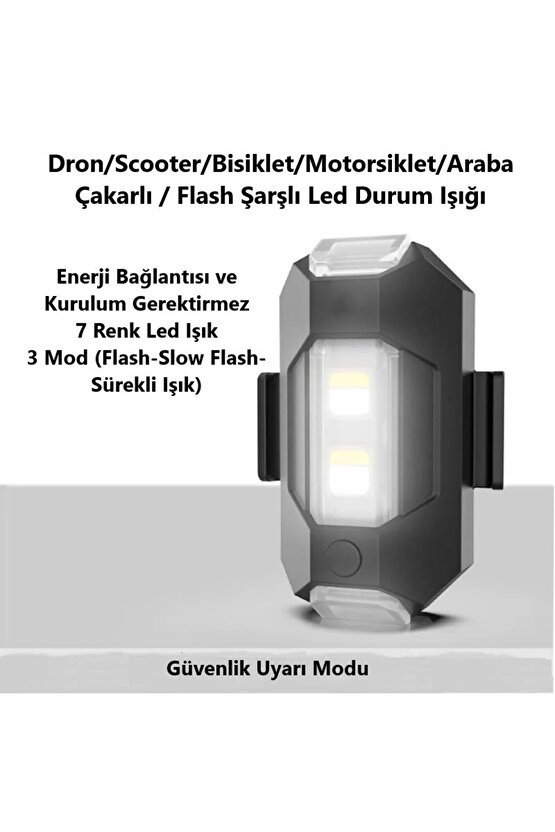 7 Renk Mini Led Şarjlı 45w Dron Scooter Bisiklet Motorsiklet Araba Çakarlı Led Uyarı Işığı 2 Adet