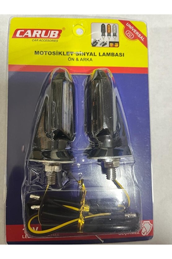Motosiklet Sinyal Lamba Üniversal 12V Füme Cam Sarı Led 2Li