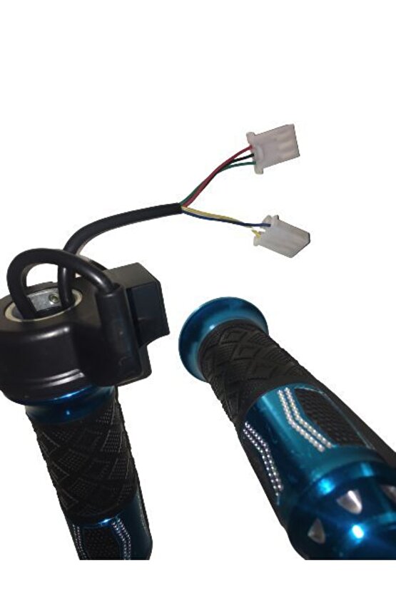 E-bike Gaz Kolu 875 Komple 3 Vites Aliminyum Elcikli Mavi