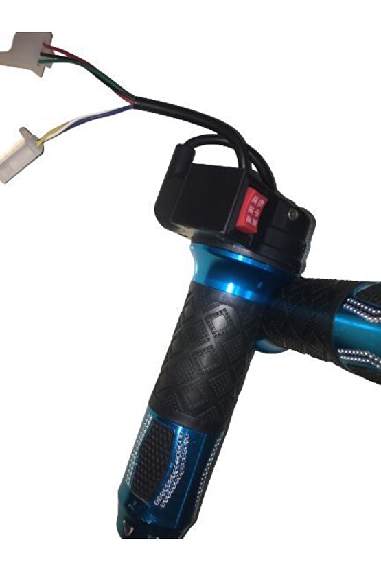 E-bike Gaz Kolu 875 Komple 3 Vites Aliminyum Elcikli Mavi