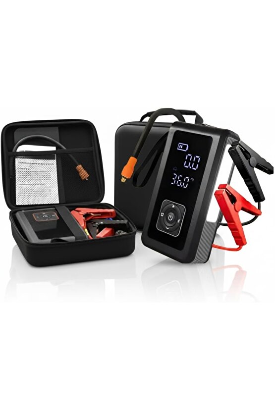 Multi Function Jump Starter Şarjlı Lastik Şişirme Pompası Akü Takviye Acil Durum Led Işık Powerbank