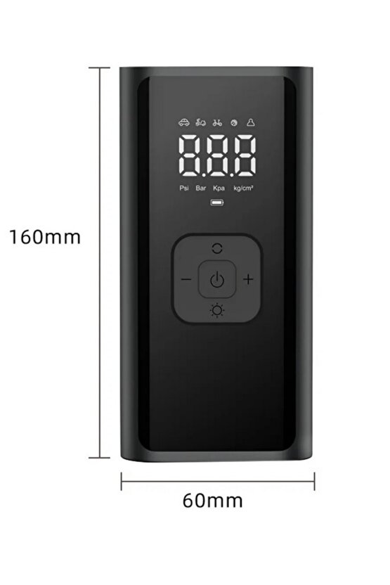 Dijital LCD Ekranlı 4500mAh Hava Kompresörü Powerbank Özellikli Şişirme Pompası Araç Top Motorsiklet