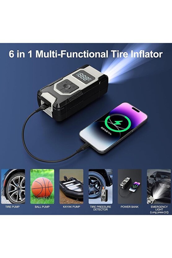 OTO ARAÇ LASTİK ŞİŞİRME POMPASI EKRANLI 160PSİ HAVA KOMPRESÖRÜ BİSİKLET MOTORSİKLET TOP ŞİŞİRME