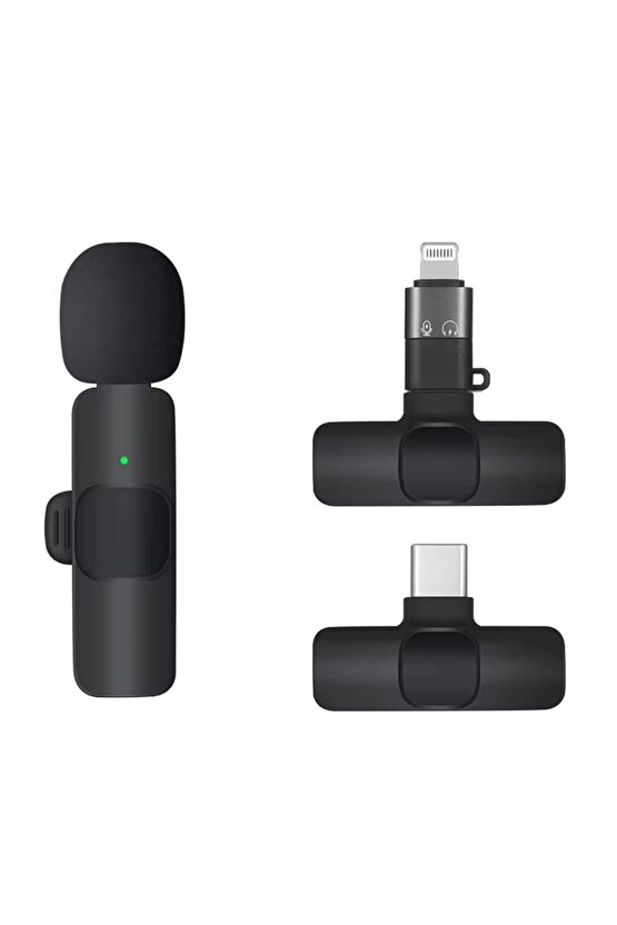 İPHONE İPAD ANDROİD KABLOSUZ TEKLİ YAKA MİKROFONU LİGHTNİNG-TYPE C GİRİŞLİ YOUTUBE VİDEO CANLI YAYIN