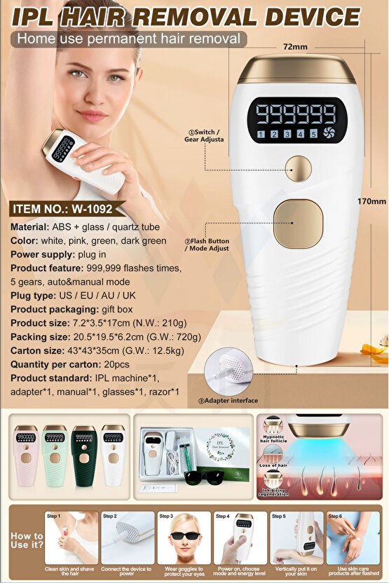 OTOMATİK VE MANUEL KULLANIM IPL LAZER EPİLASYON CİHAZI 999.999 FLASH ATIM TÜM VÜCUT EPİLATÖR ALETİ