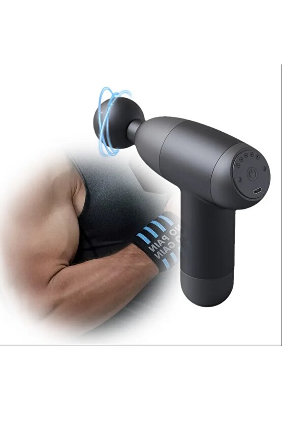 MİNİ MASAJ TABANCASI 4 BAŞLIKLI 5 KADEMELİ KAS VÜCUT MASAJ ALETİ TYPE C GİRİŞLİ ŞARJLI