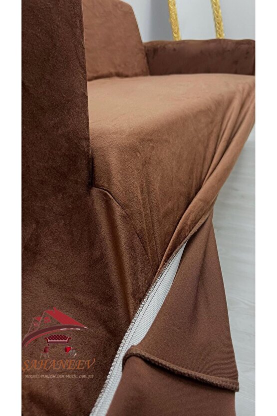 3+3+3 İtalyan Süet Koltuk Örtüsü(KAHVERENGİ)