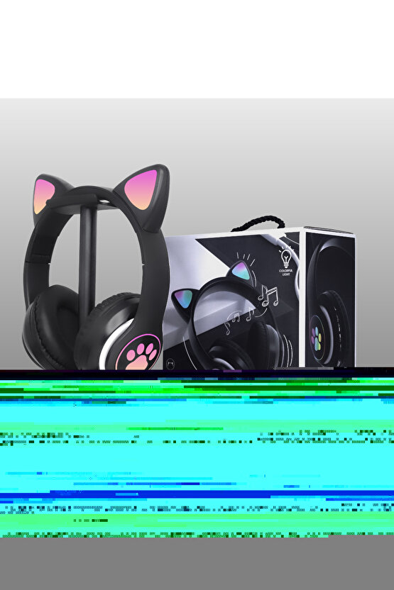 KABLOSUZ KEDİ KULAKLIK ŞARJLI LED IŞIKLI BLUETOOTH KULAKLIK AUX SD KART GİRİŞLİ STN-28