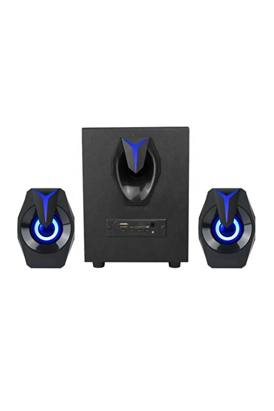 MULTİMEDYA BLUETOOTH HOPARLÖR SD KART USB 2.1 KANAL SUBWOOFER 2+1 IŞIKLI PC SPEAKER
