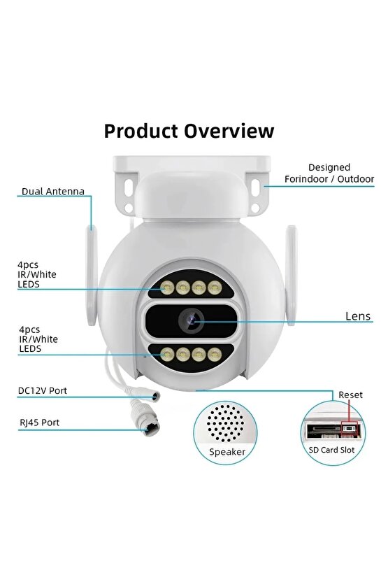 4MP GECE GÖRÜŞLÜ HD SPEED DOOM KAMERA WİFİ İOS ANDROİD DESTEKLİ SU GEÇİRMEZ GÜVENLİK KAMERASI