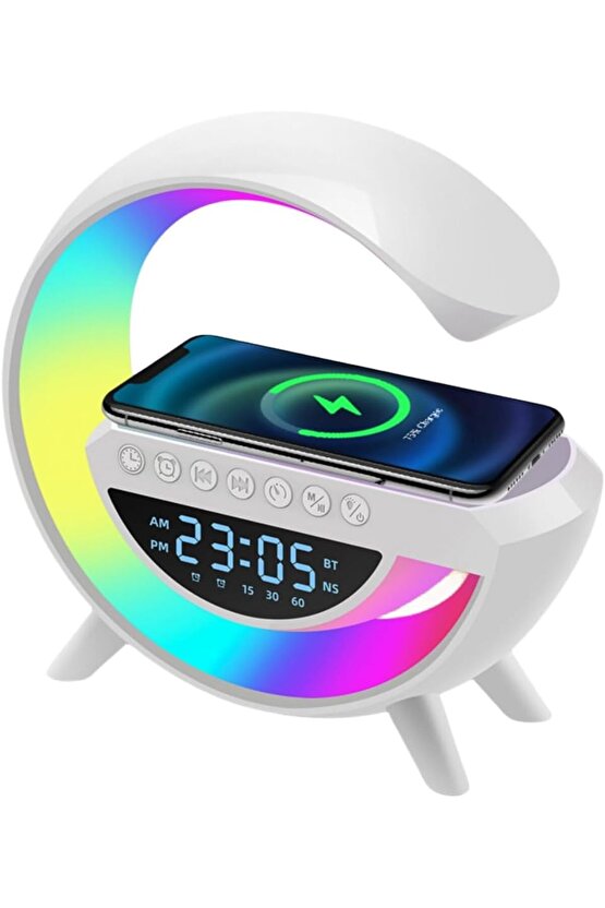 Bluetooth G Hoparlör Rgb Led Işıklı Speaker Alarm Saat Aux Usb Sd Kart Wireless Şarj