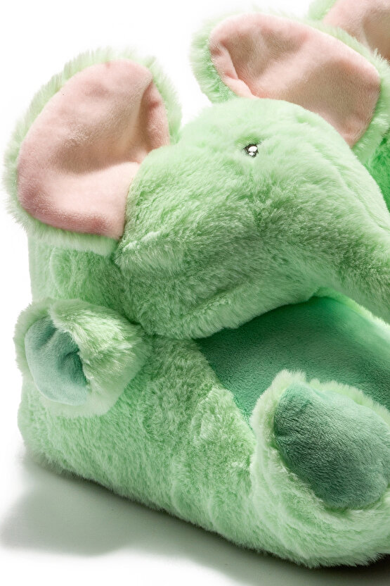 Elephant-2 Kadın Hayvanlı Panduf Yeşil 3641