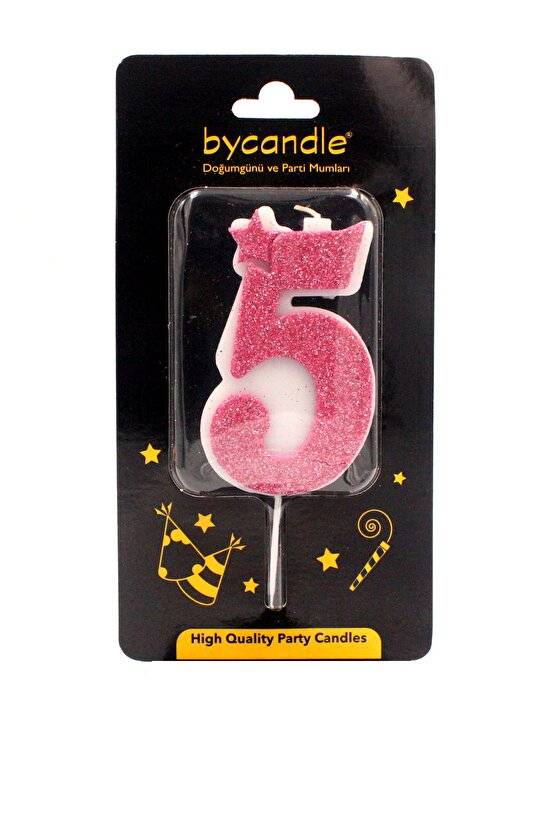 Simli Pembe Rakam Mum-5