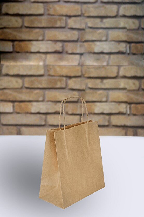 Burgu Saplı Karton Çanta  25 Adet 25X12X31