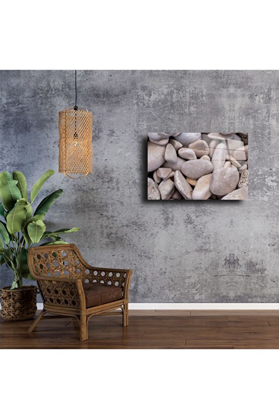 Düz Bej Nehir Çakılı Duvar Sanatı