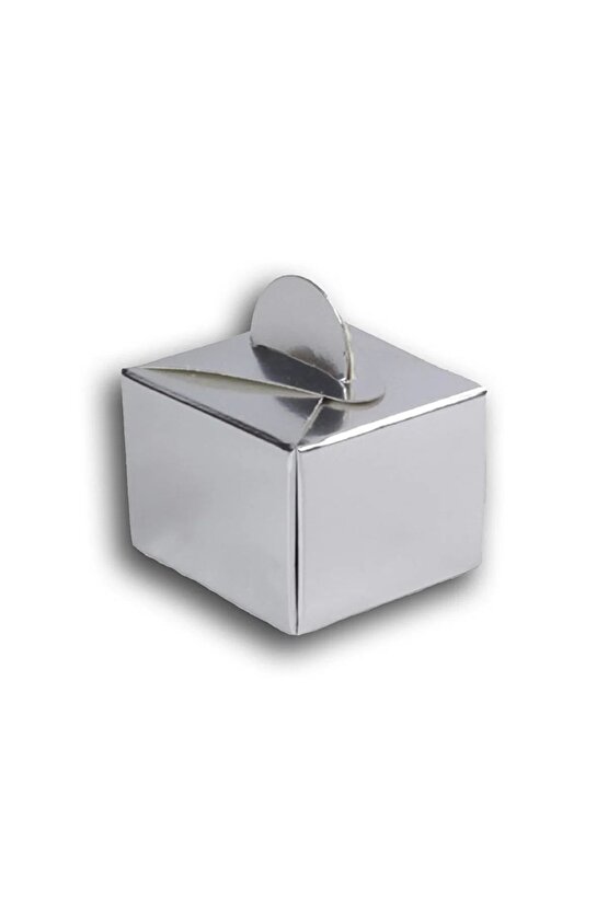 Gümüş Gri Lokum Kutusu 50 Li Parti Yeni Doğan Odası Dağıtmalık Lokumluk Şeker Karton Kutu