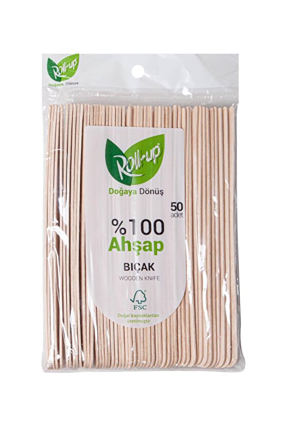 Doğaya Dönüş Ekolojik Doğal Doğa Dostu %100 Ahşap Bıçak - 16 Cm. - 50li Paket