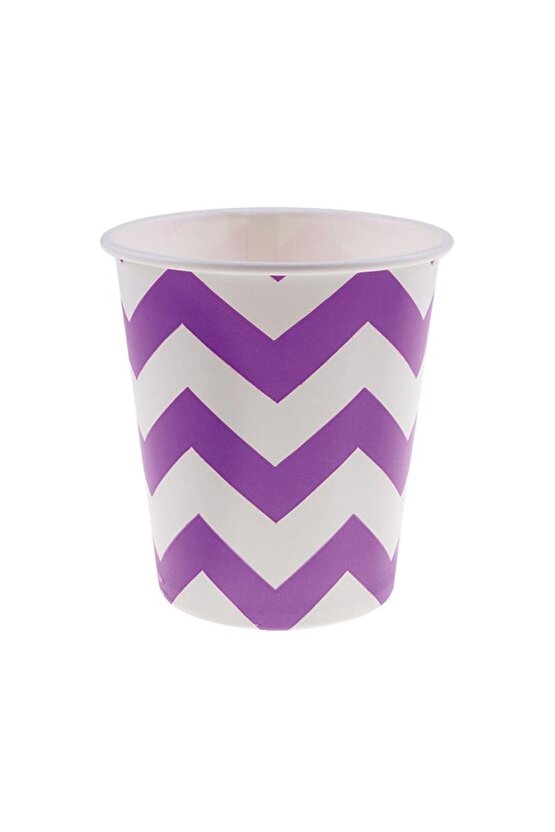Lila Zigzag Karton Bardak 8li