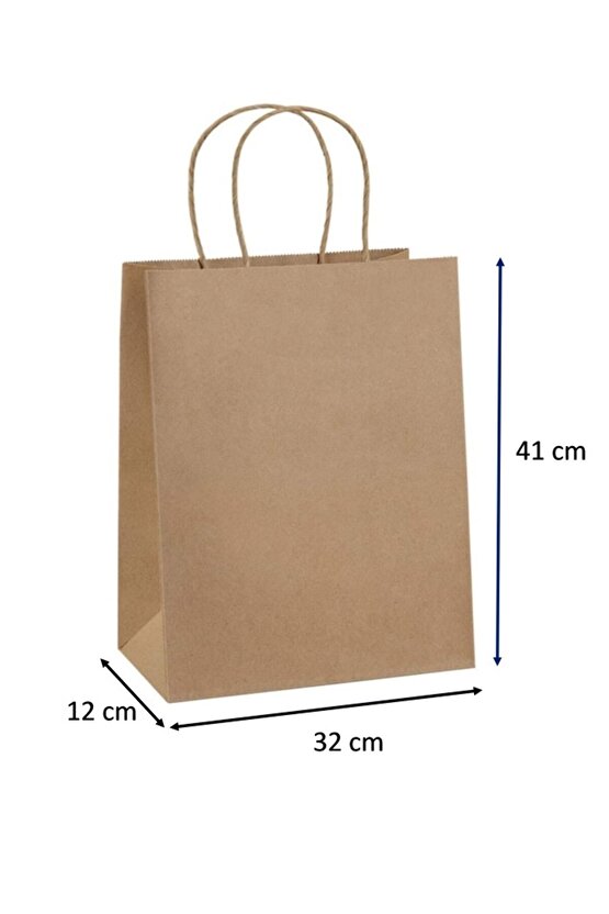 Burgu Saplı Çanta 32 Cm X 12 Cm X 41 Cm ( 50 Adet ) ( Kağıt Poşet Çanta )