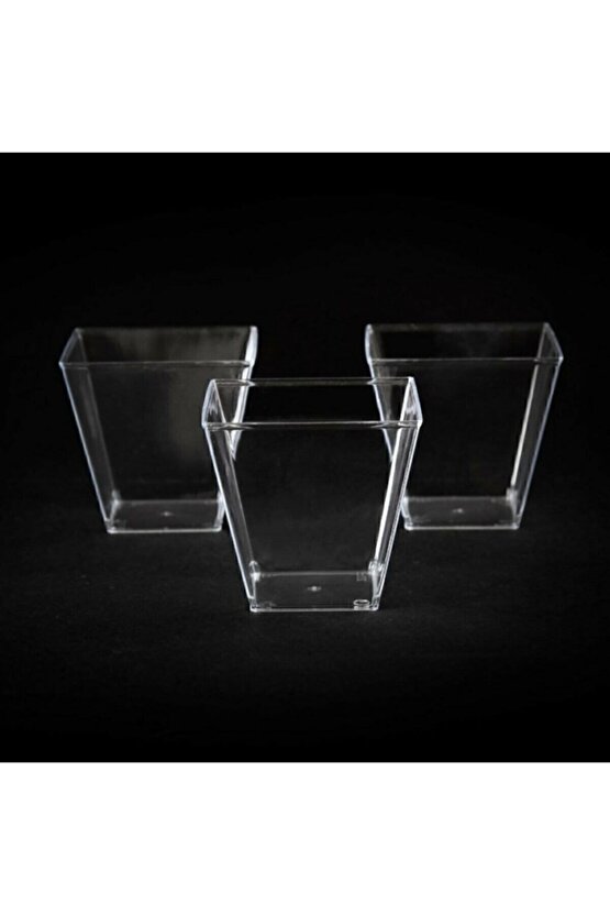 Şeffaf Kristal Mika Ekstra Sert Plastik Prizma Kübik Kase 200 Cc 12 Adet