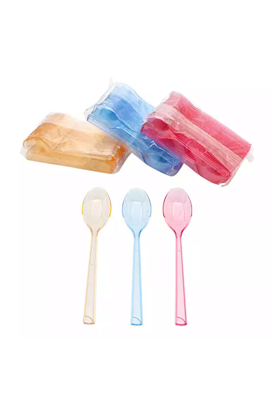 Plastik Renkli Dondurma Kaşığı 50 Adet