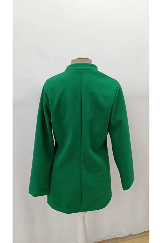 MDB Kadın Uzun Kollu Hakim Yakalı önden Düğmeli Cep Detaylı Kısa Taba Kaşe Kaban