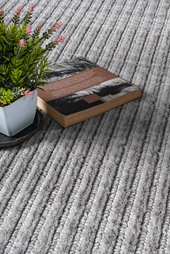 Yalın Microfiber Bukle Dokuma Halı Antre Hol Kesme Halı Yolluk 5771 Gri