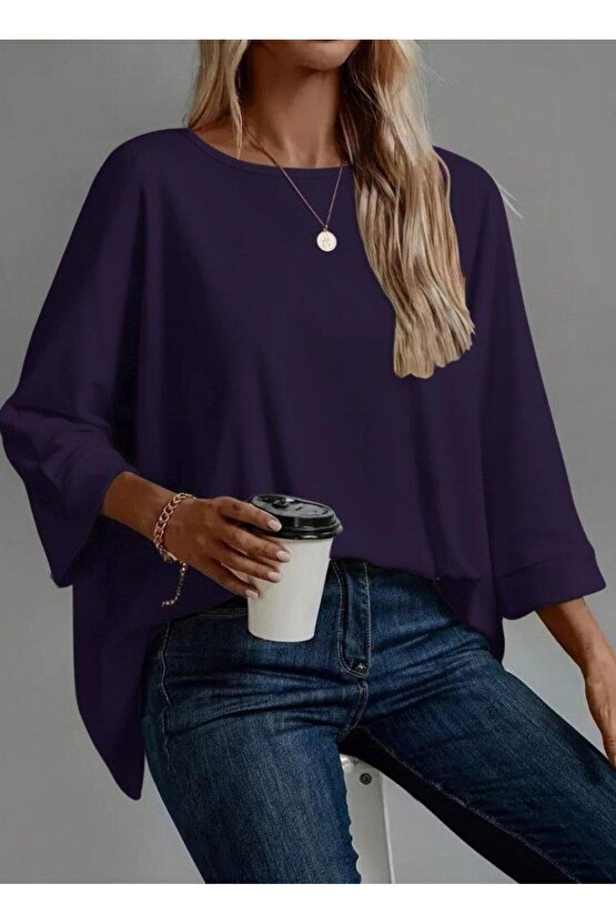 Kadın Truvakar Kollu Bisiklet Yaka Viskon Bluz