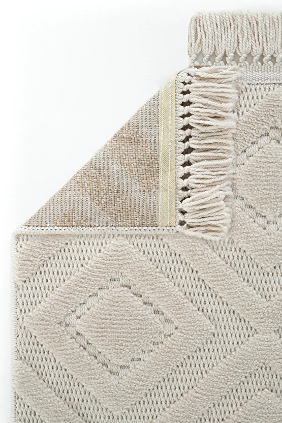 Dizayn Kaymaz Taban Koridor Halısı Kesme Yolluk Mutfak Halısı Modern Salon Halısı 1089 BEJ