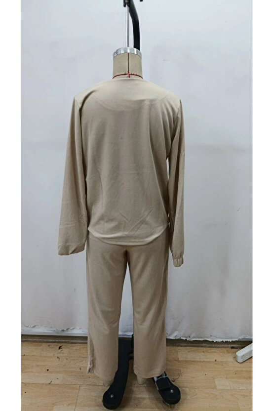 Kadın Uzun Kollu önden Fermuarlı Modal Ceket Ve Pantolon Ikili Takım