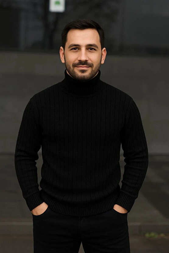 Erkek Fitilli Triko Kazak 2li et Bebek avisi iyah Regular Balıkcı Yaka Tam Boğazlı Triko eti odeli K