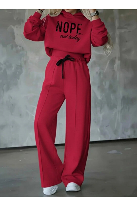 Kadın Uzun Kollu Nope Baskılı Beli Ribanalı Ikili Takım