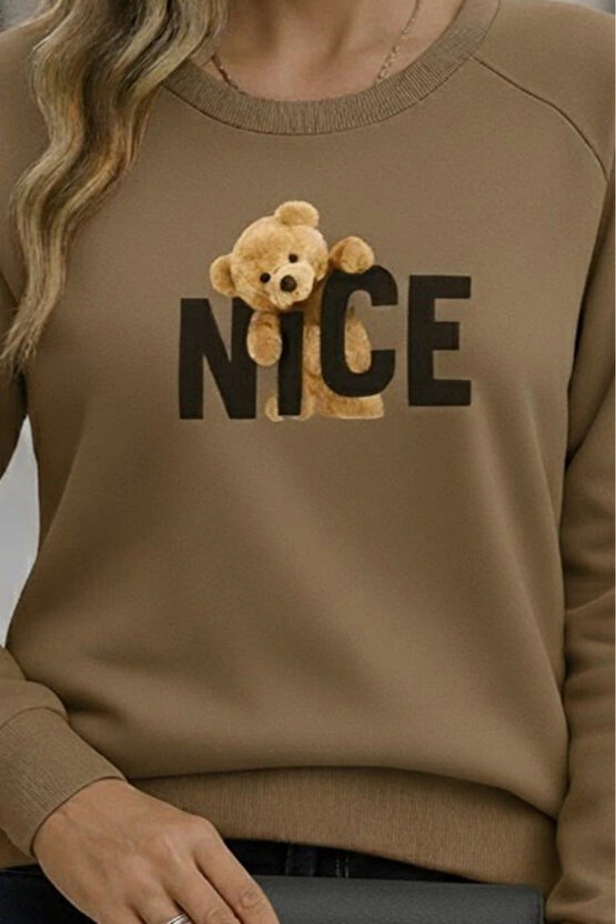 Kadın Uzun Kollu Bisiklet Yaka Viskon Iki Iplik Bluz