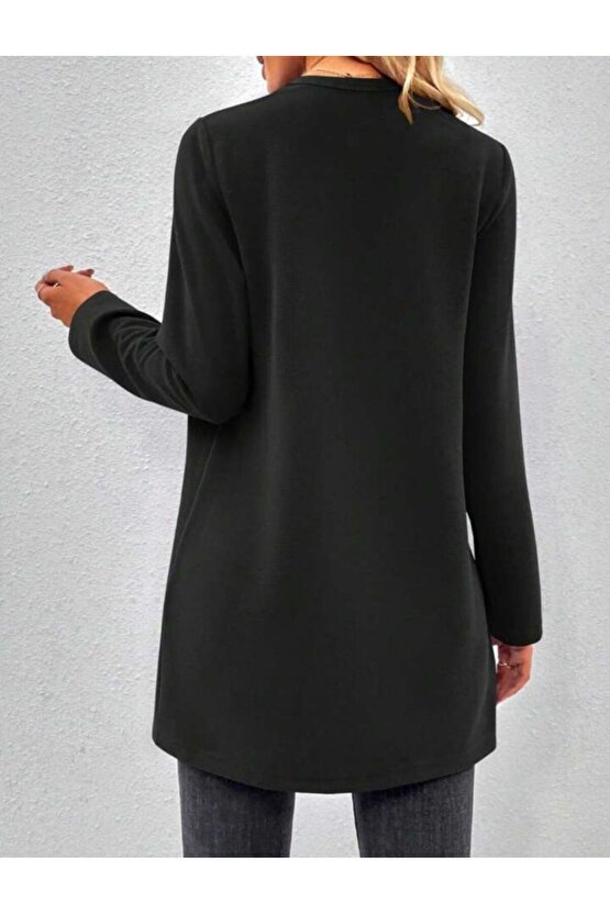 Kadın Uzun Kollu önü Açık Uzun Modal Ceket