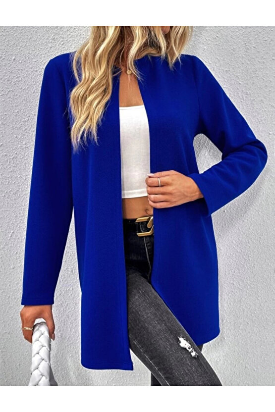 Kadın Uzun Kollu önü Açık Uzun Modal Ceket