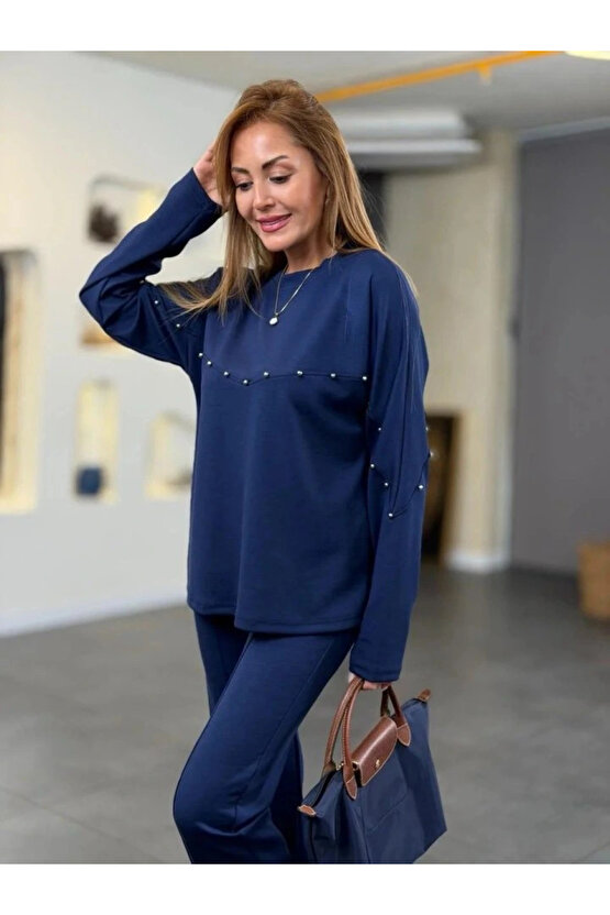 Kadın Inci Detay Modal Kumaş Ikili Takım