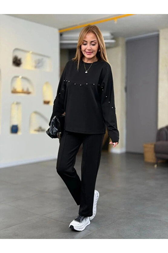 Kadın Inci Detay Modal Kumaş Ikili Takım