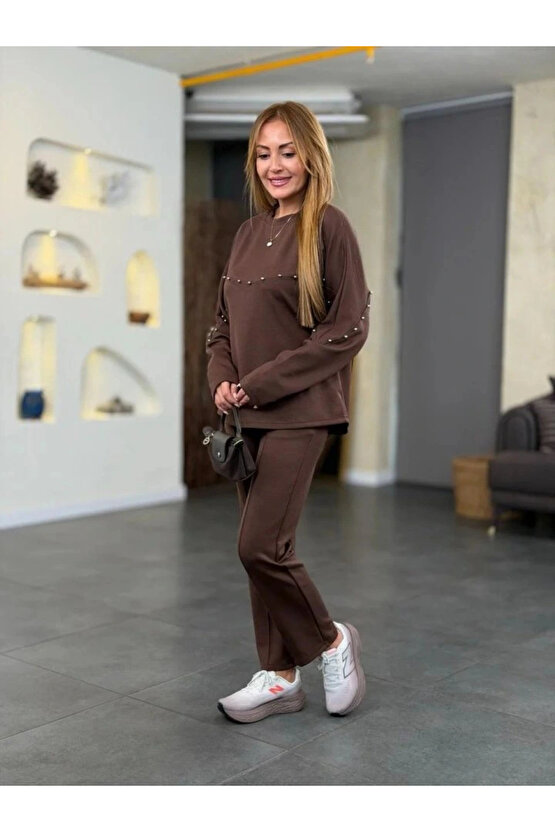 Kadın Inci Detay Modal Kumaş Ikili Takım