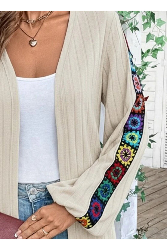 Kadın Uzun Kollu önü Açık şardonlu Kaşkorse Ceket