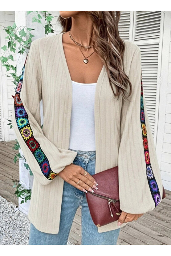 Kadın Uzun Kollu önü Açık şardonlu Kaşkorse Ceket